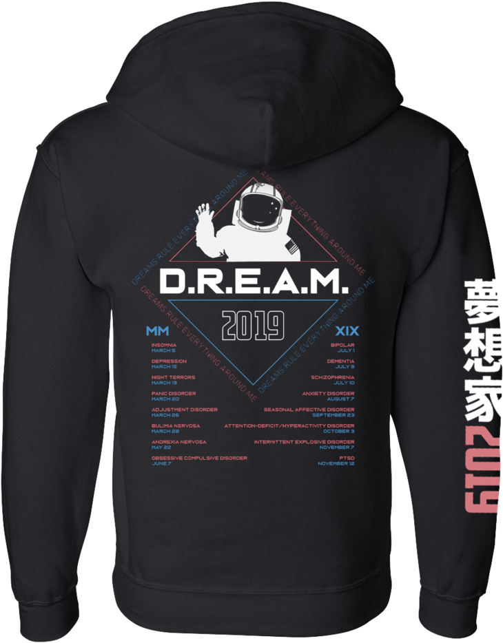 D - R - E - A - M - "world Tour" Black Hoodie - Rising Sun Hoodie (819x1024), Png Download