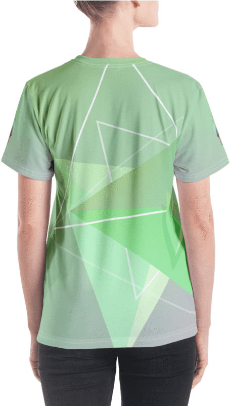 Green Bird In Geometric Art Regular Fit V Neck T Shirt - Active Shirt (800x800), Png Download