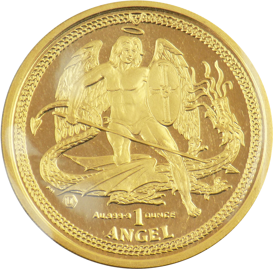 Pre-owned Isle Of Man Angel 1oz Gold Coin - Coin (900x900), Png Download