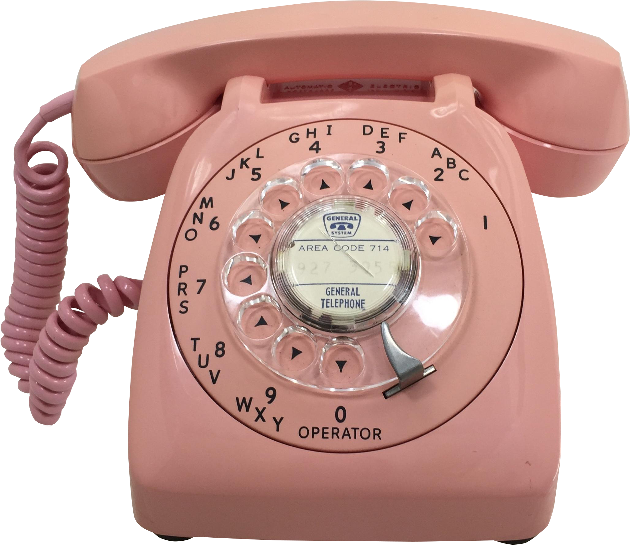 Vintage Pink Automatic Electric Rotary Dial Phone - Vintage Phone Pink Png (2318x2318), Png Download