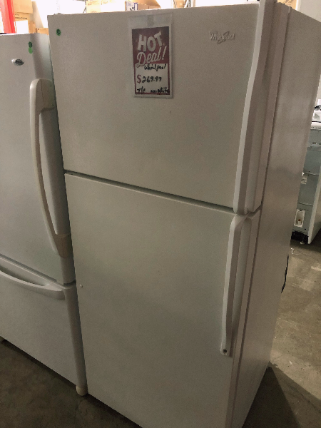 Used White Whirlpool Top Bottom Refrigerator For Sale - Machine (450x600), Png Download