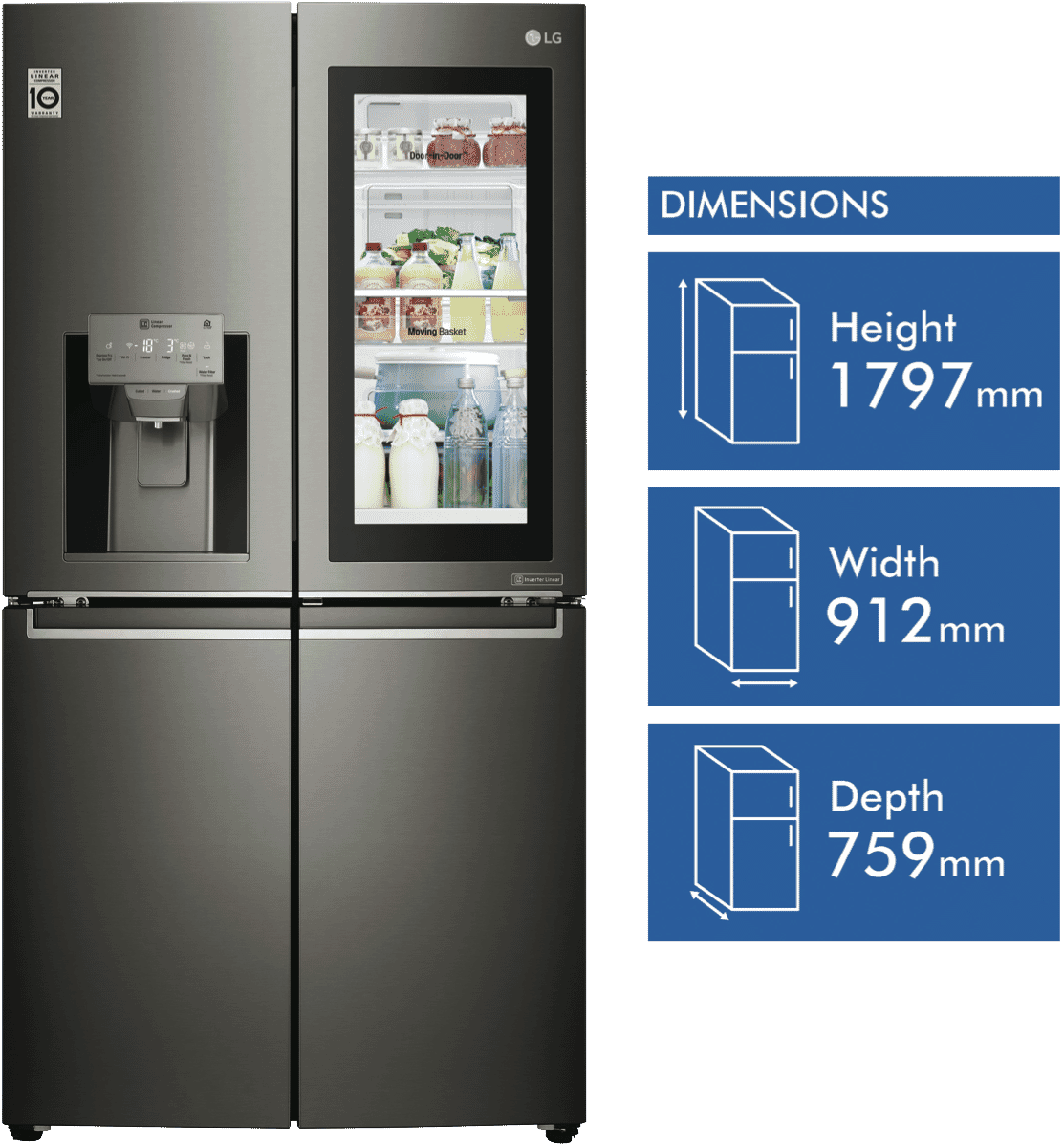 New Lg Gf-v708bsl 708l Instaview Refrigerator - מקרר אל ג י (1113x1199), Png Download