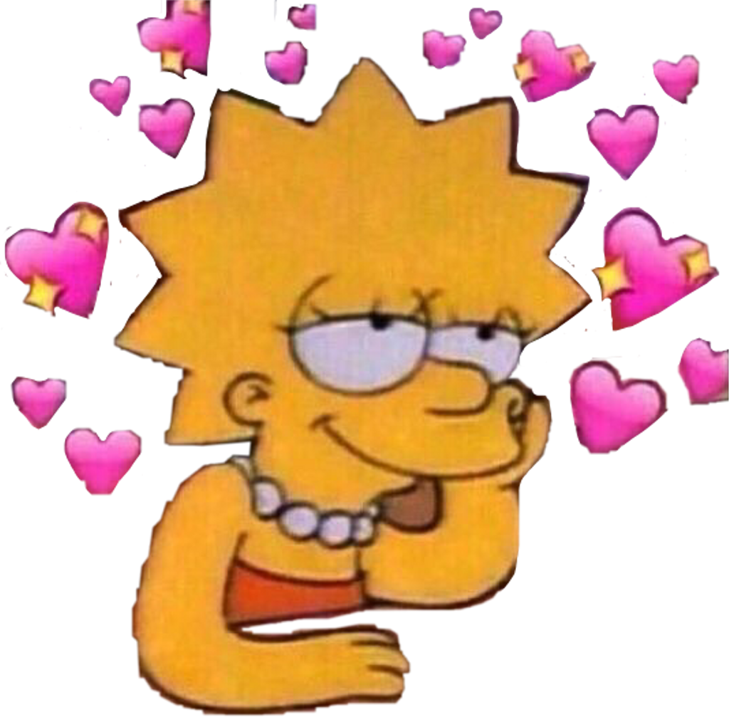 #lisasimpson #thesimpsons #inlove #cute #freetoedit - Lisa Simpson With Hearts (1024x1007), Png Download