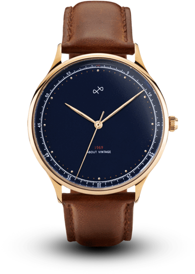 1969 Vintage, Gold / Midnight Blue - Vintage 1821 Chronograph (620x620), Png Download
