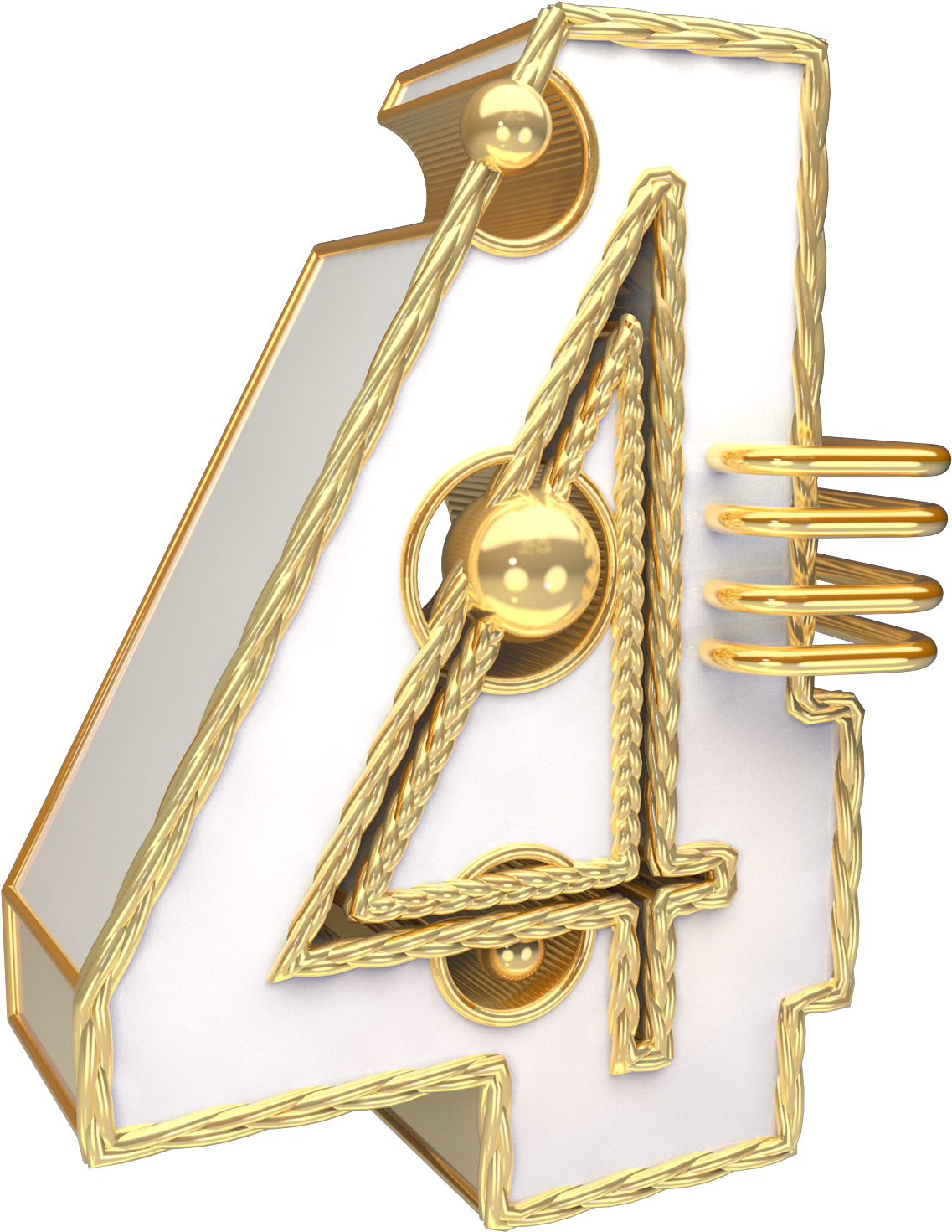 Commercial C4d Font Original White Gold Number 4 Png - Emblem (2000x2000), Png Download