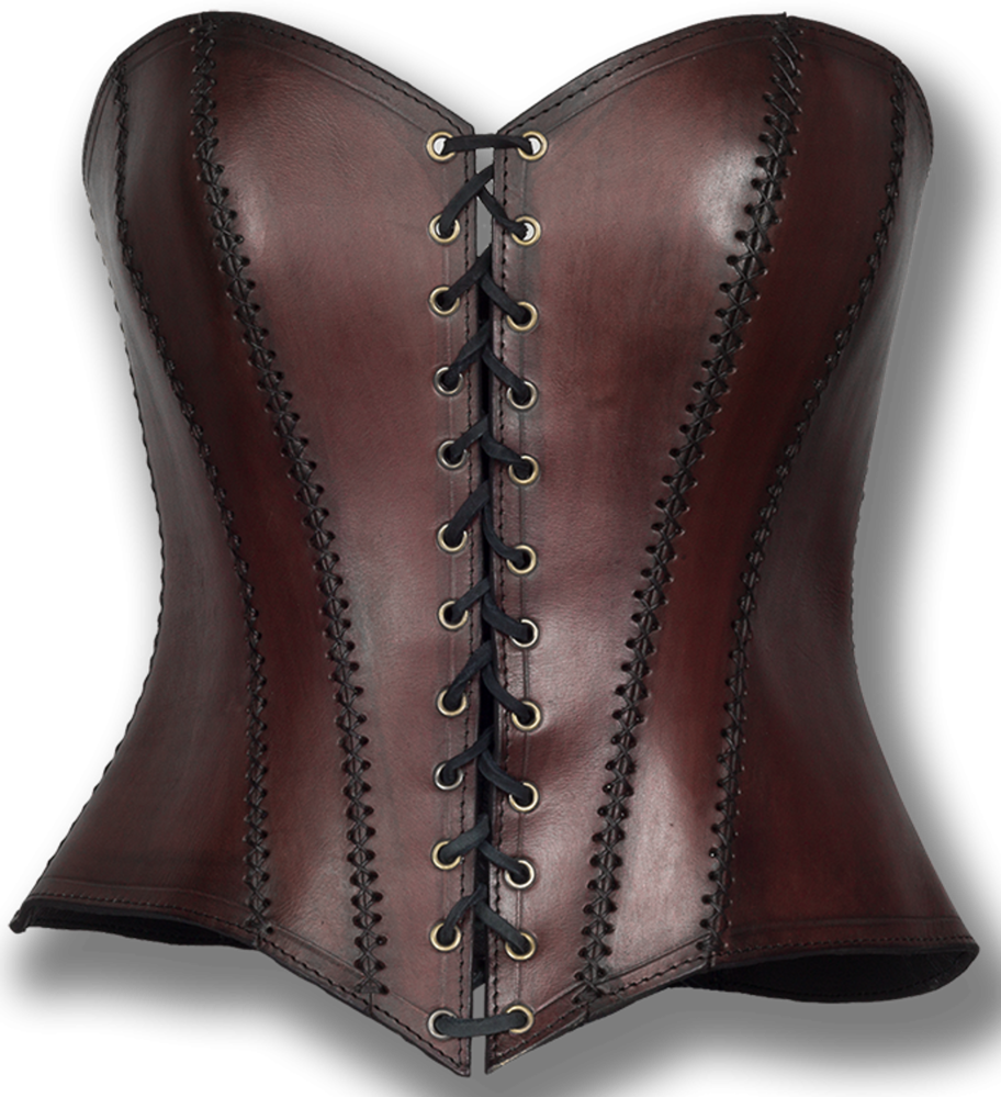 Leather Corset Antique Brown Full Breast - Leder Damen Mittelalter (912x999), Png Download