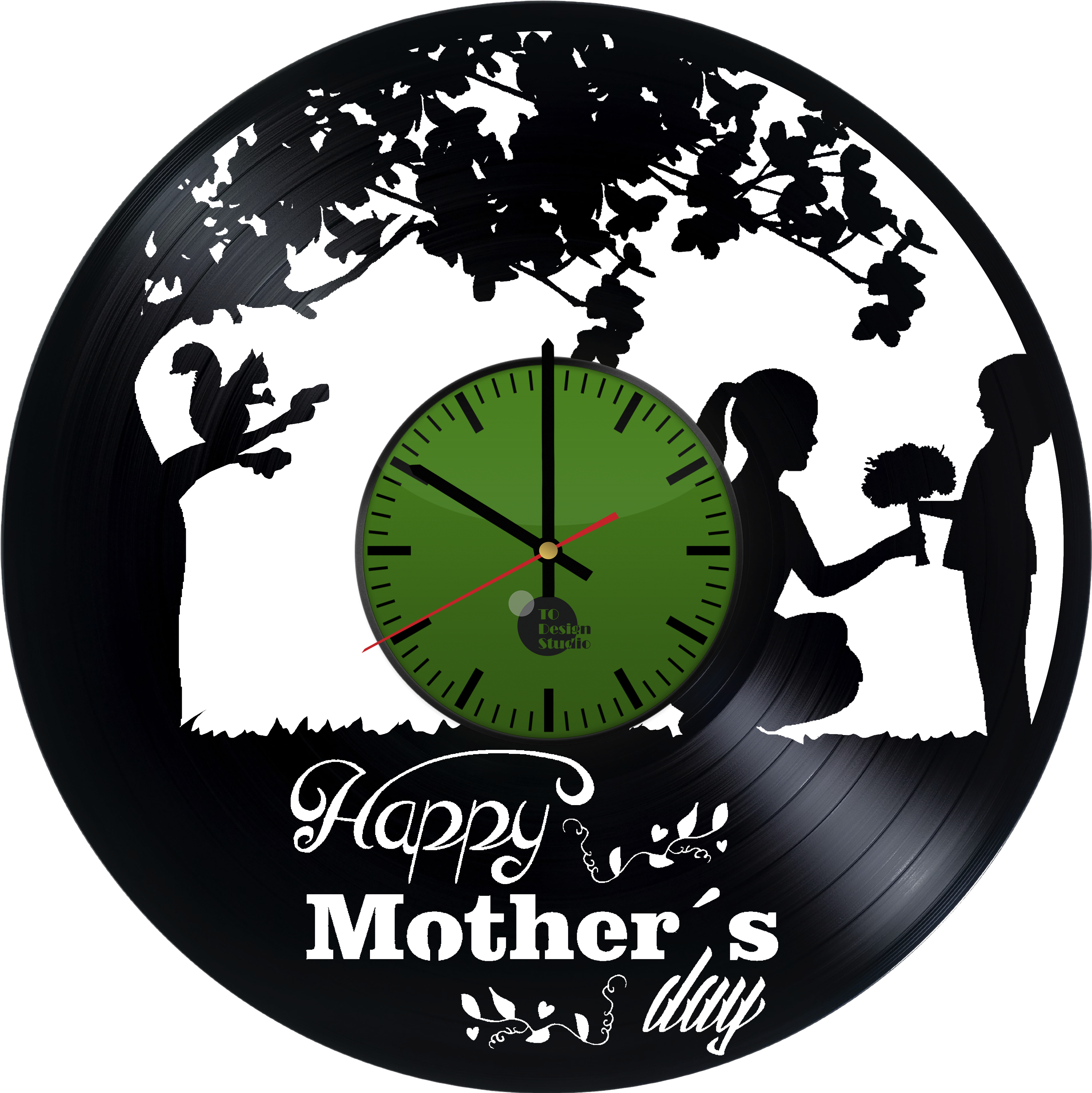 Mother's Day Handmade Vinyl Record Wall Clock Fan Gift - Wall Clock (4016x4016), Png Download