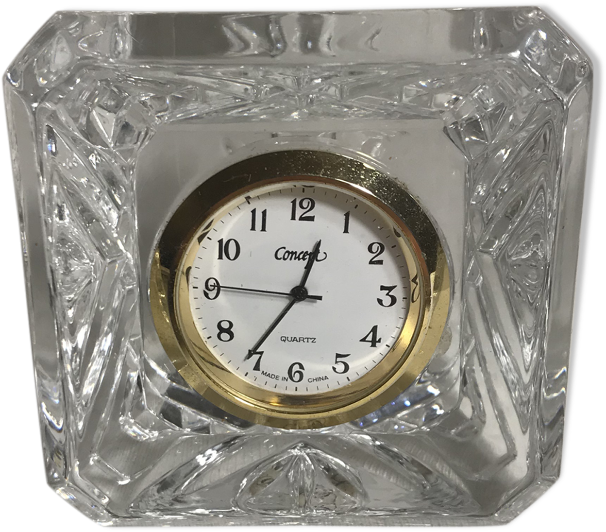 Old Clock In Crystal Made In France - Quartz Clock (1457x1457), Png Download