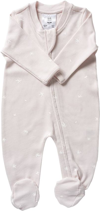 Babu Organic Cotton Long Sleeved Onesie Pink Star - Infant Bodysuit (644x878), Png Download