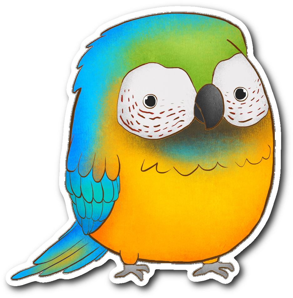Blue Macaw Sticker - Budgie (1064x1064), Png Download