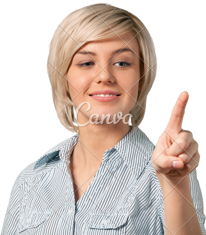 Woman Pointing Finger - Businessperson (694x800), Png Download