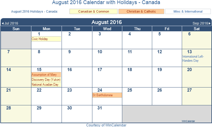Download August 16 Calendar With Canada Holidays Holidays In August Canada Png Image With No Background Pngkey Com