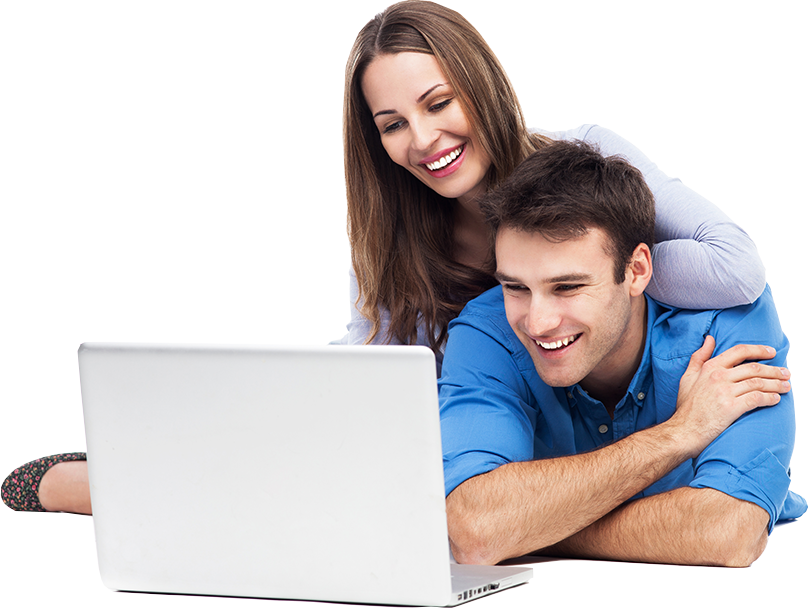 Experience The Difference - Couple With Laptop Png (809x610), Png Download