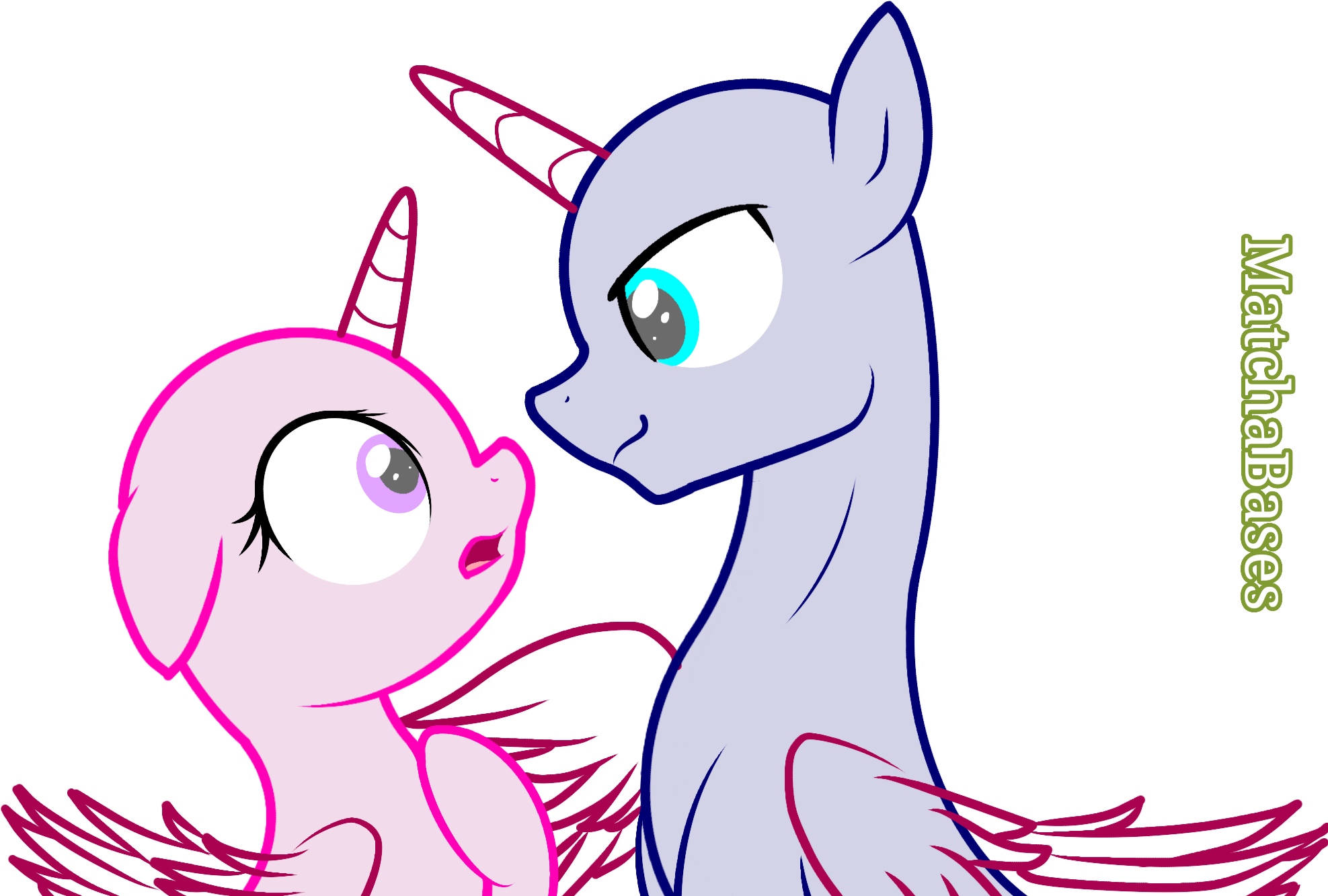 How To Draw A Unicorn With Wings Download - My Little Pony Base Couple (1975x1333), Png Download