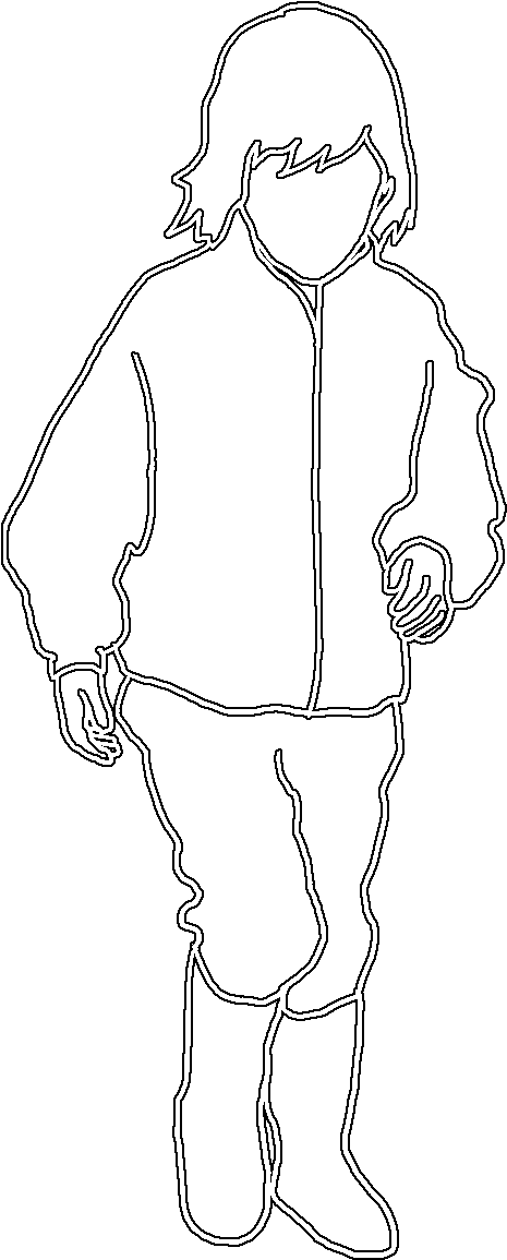 Girl Running White Stroke - Line Art (507x1181), Png Download