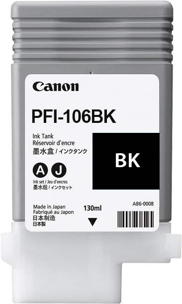 Canon Pfi-106bk 130ml Black Ink Cartridge - Pfi 120bk (1024x1024), Png Download