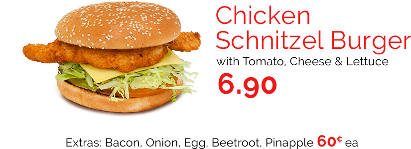 Burgers & More - Chicken Schnitzel Burger Png (903x400), Png Download