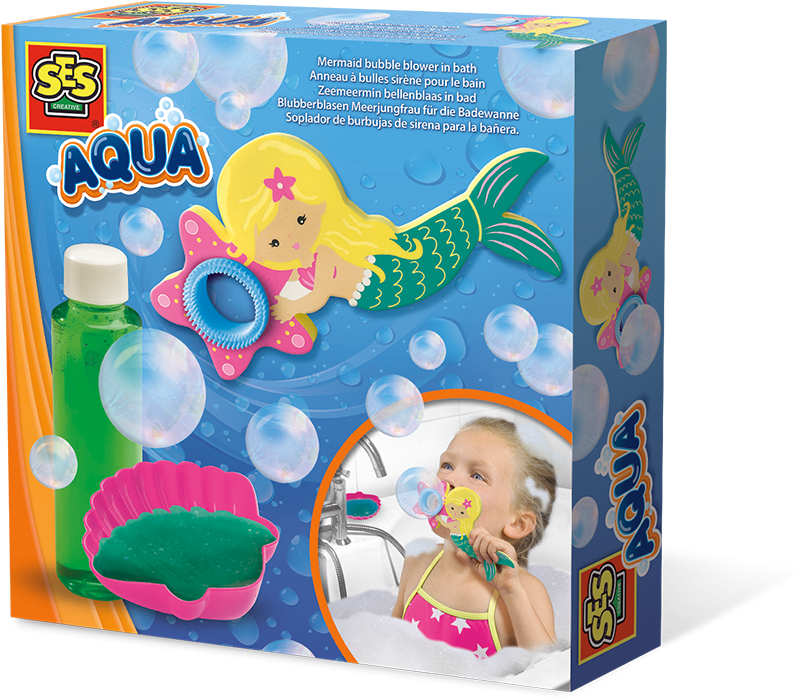 Mermaid Bubble Blower In Bath - Es Ses 13021 Aqua Mermaid Bubble Blower In Bath (860x700), Png Download