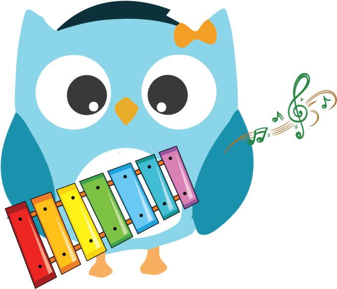 Pre Schoolers Owl With Xylophone - Cartoon (1000x1000), Png Download