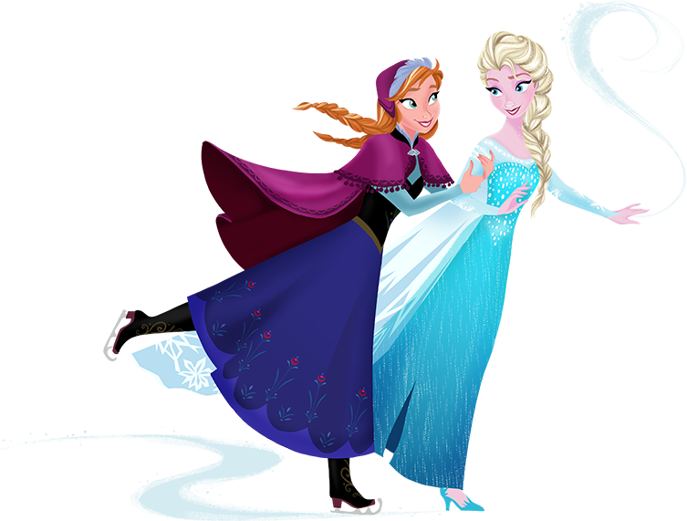 Create Your Snowy Scene With Elsa, Anna And All Their - Cartoon (753x571), Png Download