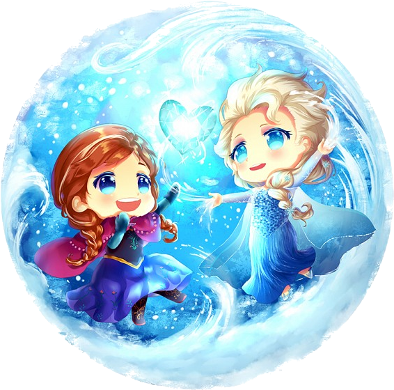 Anna Drawing Elsa - Draw Elsa And Anna Manga (596x600), Png Download