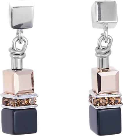 Coeur De Lion Black & Rose Rhinestone Earrings - Earrings (1400x1400), Png Download