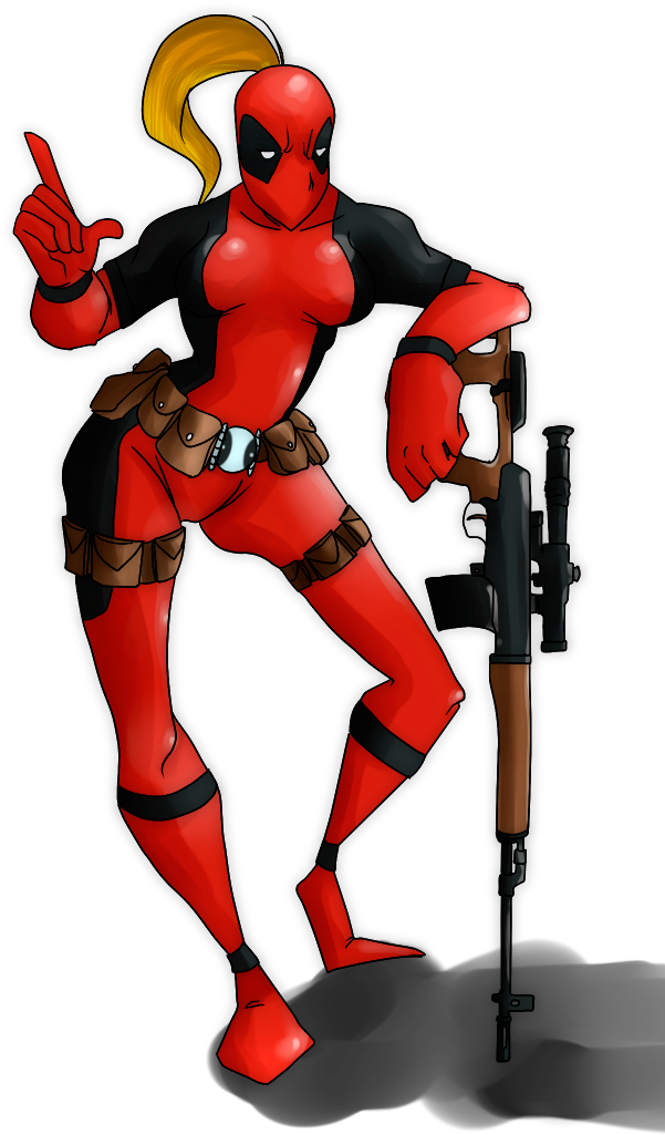 Lady Deadpool By Immeria - Cartoon (601x1025), Png Download