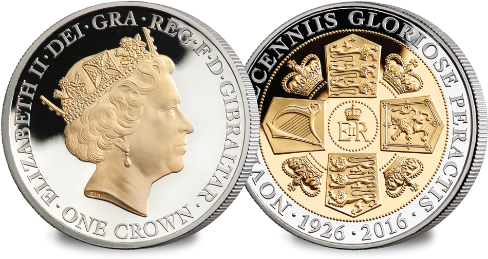 Her Majesty's 90th Birthday Crown Coin By Raphael Maklouf - Crown (1000x589), Png Download