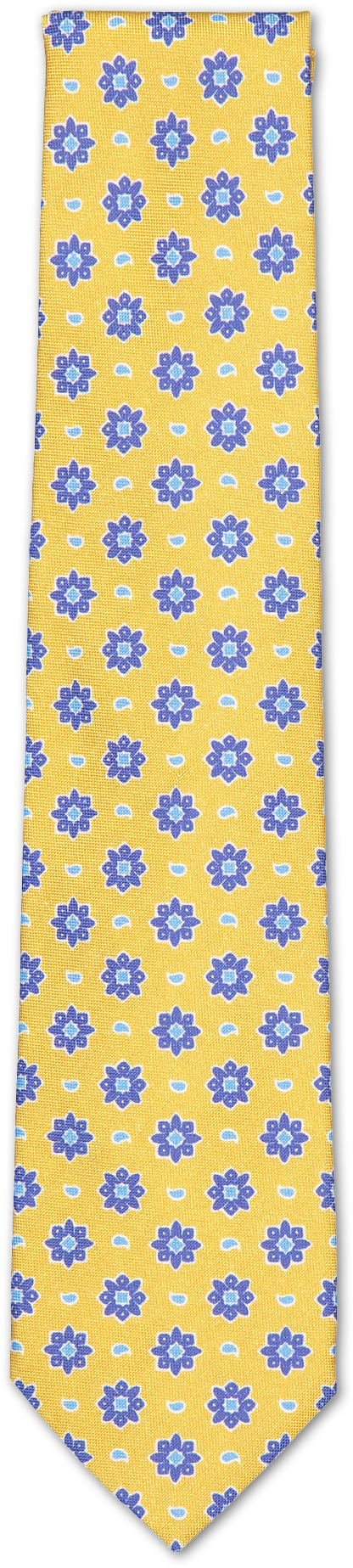 Isaia Tie Yellow Blue Medallion - Ferragamo Red Tie Elephant Flower (1280x1920), Png Download