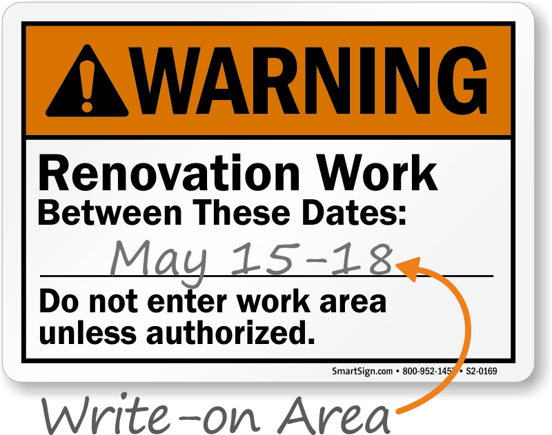 Under Construction Write On Ansi Warning Sign - Sand Blasting Warning Signs (800x631), Png Download