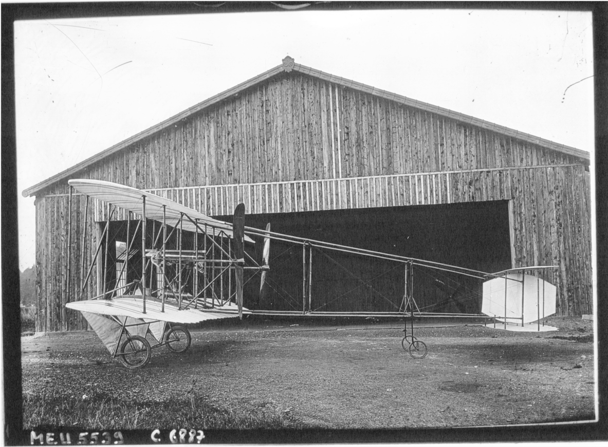 1909 Rossel-peugeot Biplane - Monochrome (1187x1024), Png Download