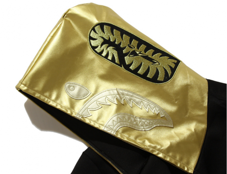 Bape 12211537 Men's Jacket Printing Hoodie Coat Gold - Label (750x750), Png Download