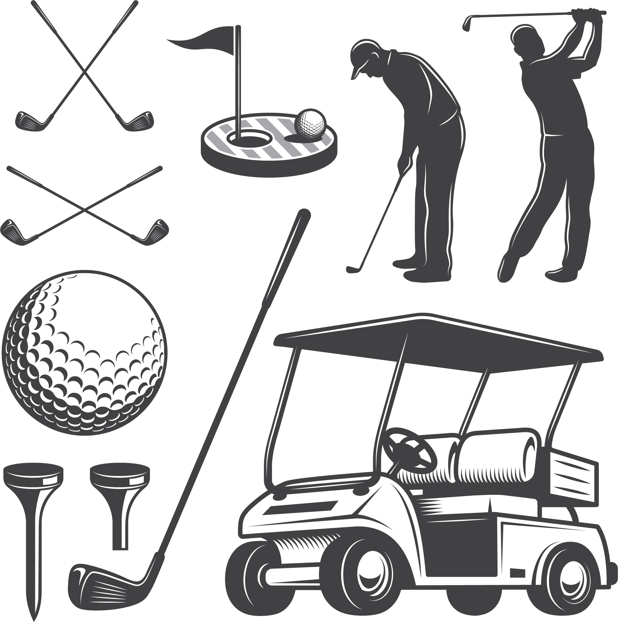 Golf Cart Club Caddie Clip Art Player - Golf Cart Clip Art (2062x2076), Png Download
