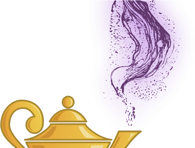 Genie Lamp Clipart Drawing Genie - Aladdin Pic Png Black (640x480), Png Download