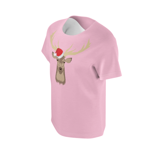 Pastel Pink Reindeer Christmas Hat Girls T-shirt - Hippopotamus (620x620), Png Download