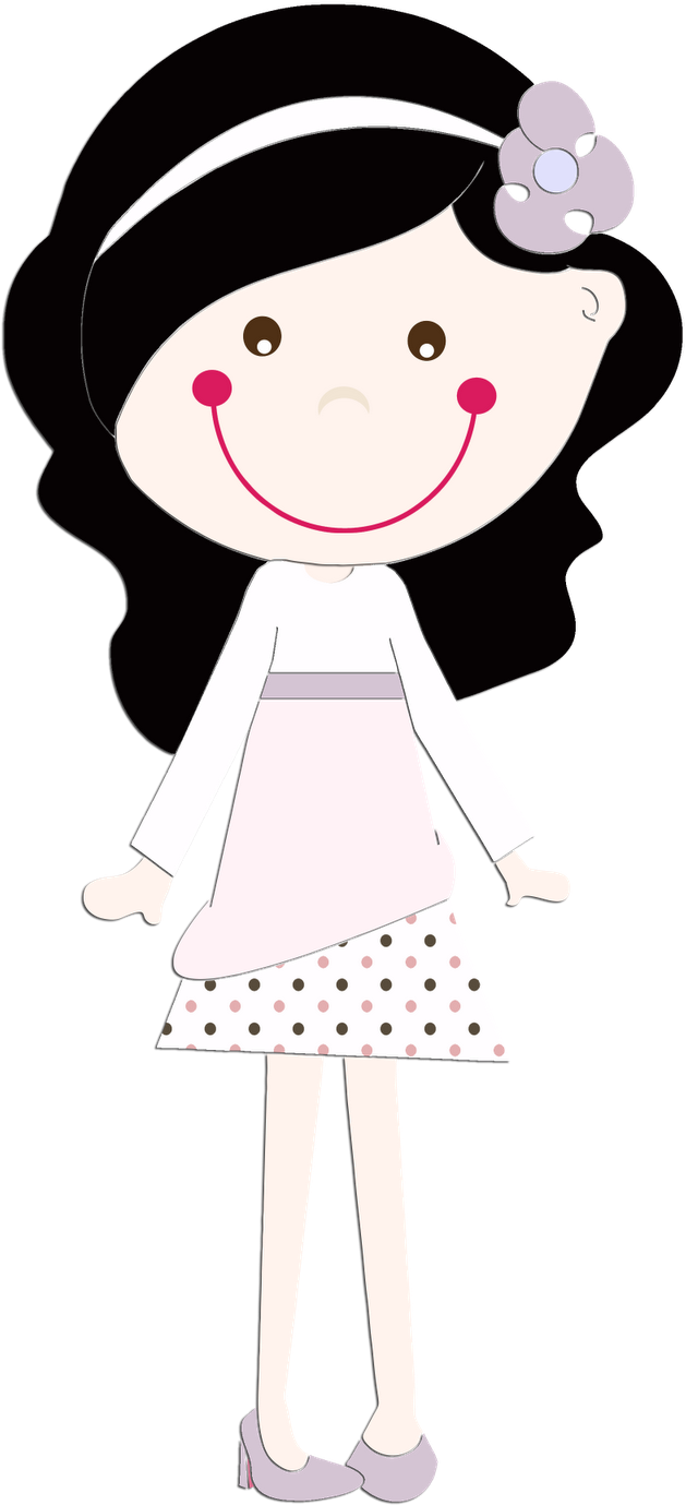 Stick Figure - Bonequinha De Cabelo Preto (800x1600), Png Download