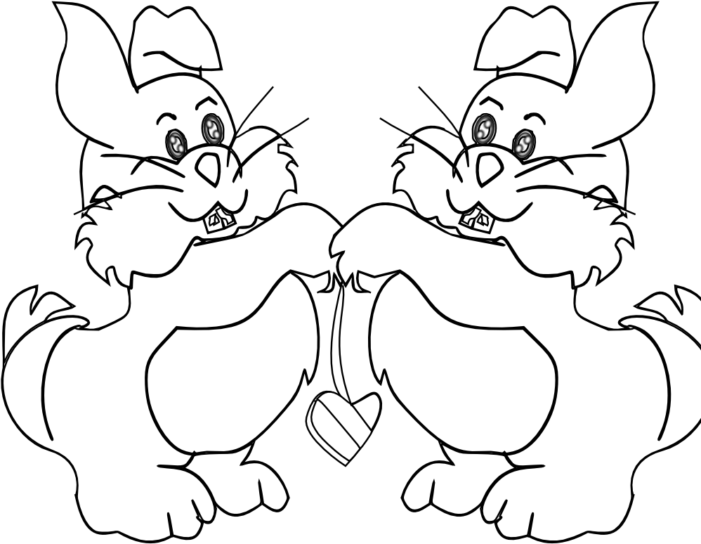 Conejillos Rabbit Black White Line Art 999px 180 - Cartoon (999x1413), Png Download