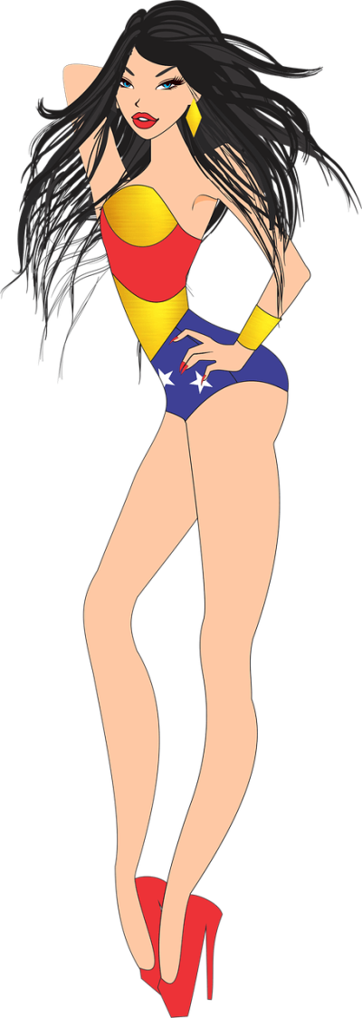 Wonder Woman Pinup Clipart - Imagens Em Png De Mulher Maravilha (400x1125), Png Download