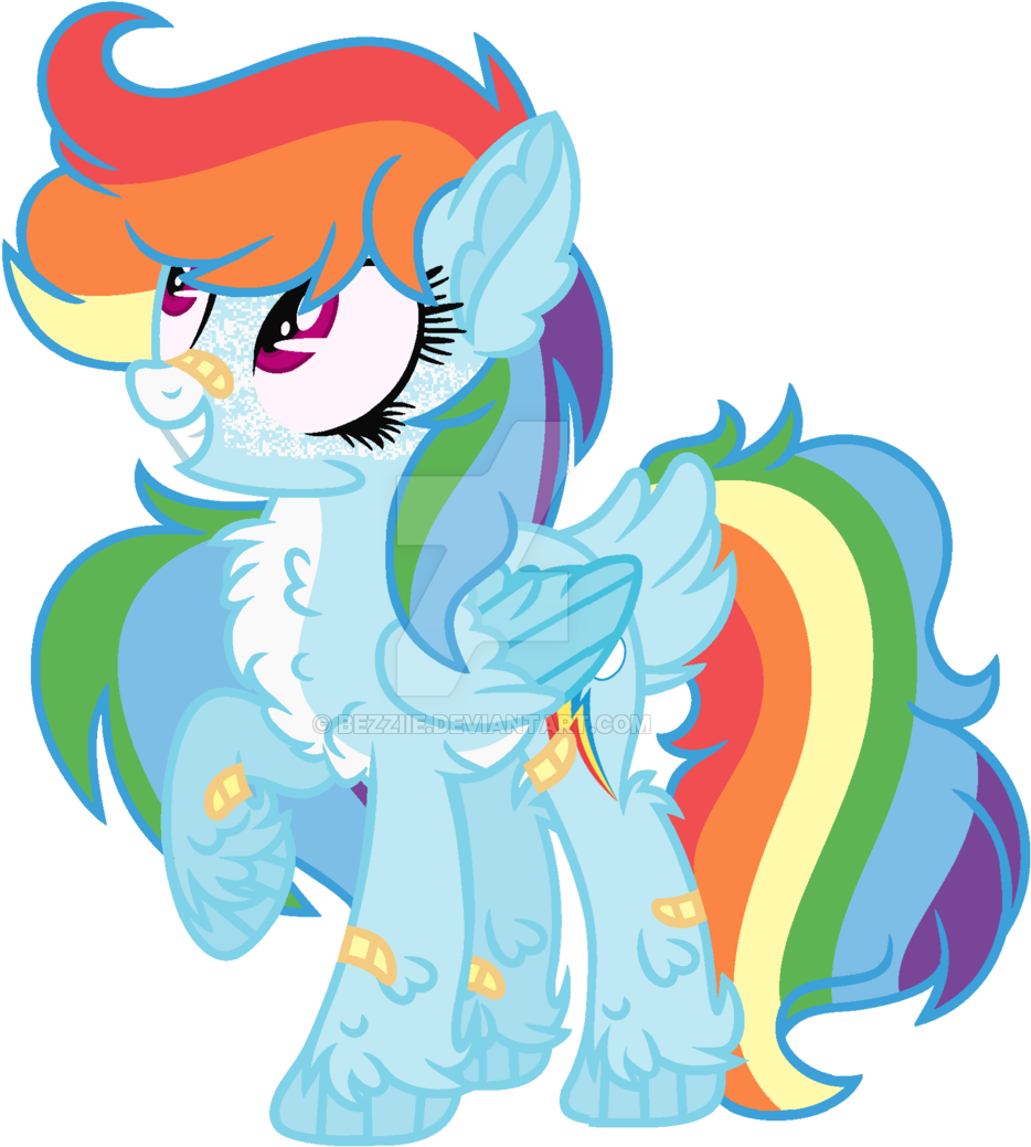 Alternate Design Artist Bezziie Fluffy Artistbezziie - Fluffy Rainbow Dash (1024x1096), Png Download
