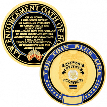 Thin Blue Line Challenge Coins (363x363), Png Download