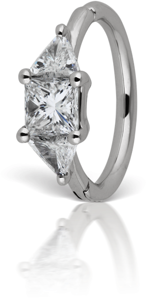 8mm 3mm Diamond Trillion Ring White Gold - Engagement Ring (850x850), Png Download