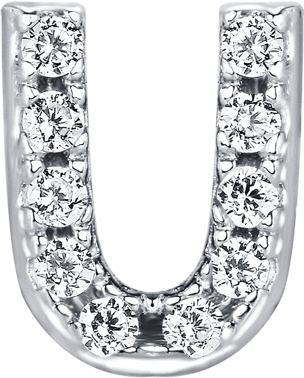 Letter U Locket Charm With White Crystals In White - Body Jewelry (2000x2000), Png Download