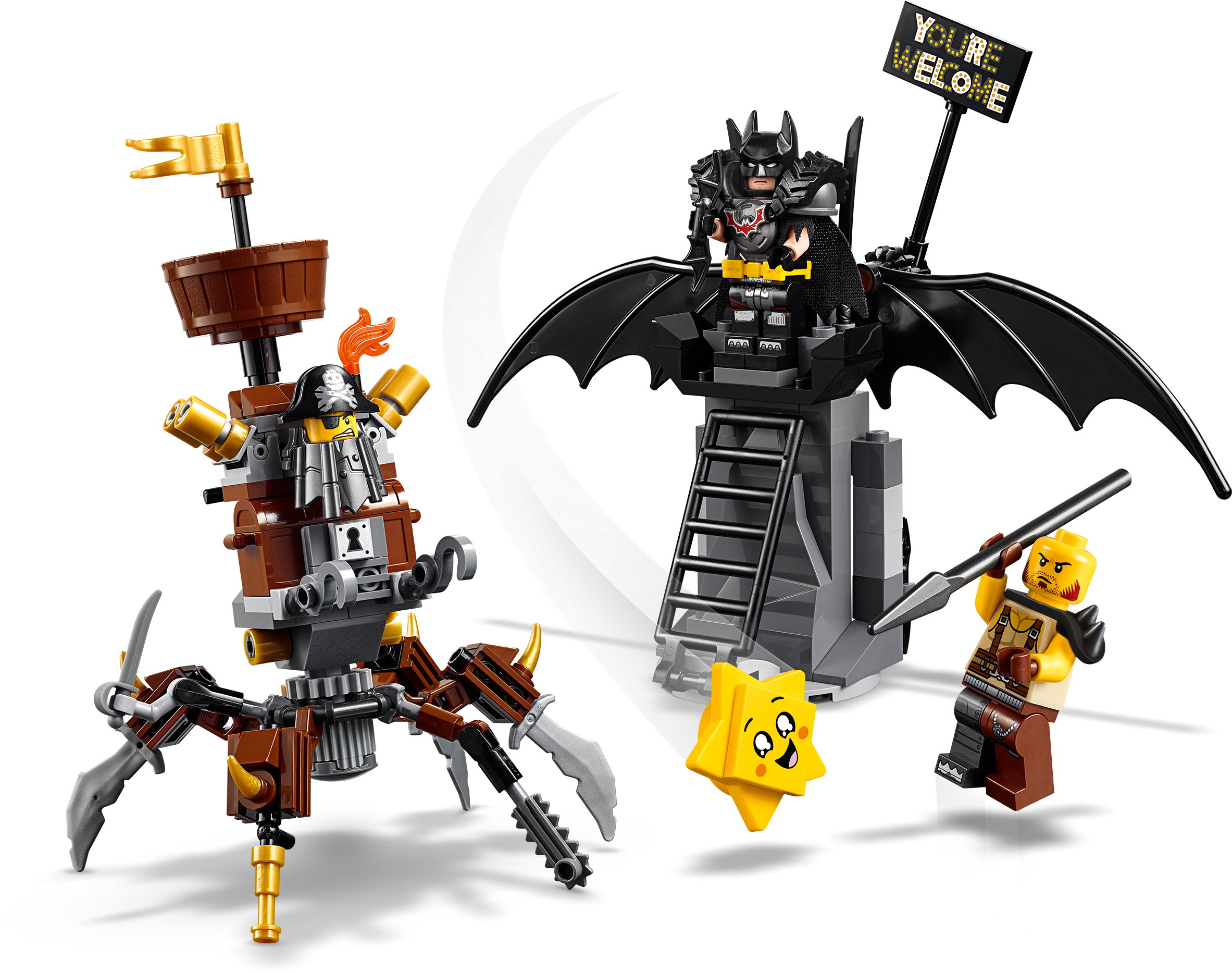 Lego The Lego Movie 2 Battle-ready Batmanâ„¢ And Metalbeard - Lego Movie 2 Battle Ready Batman And Metalbeard Set (3641x2048), Png Download