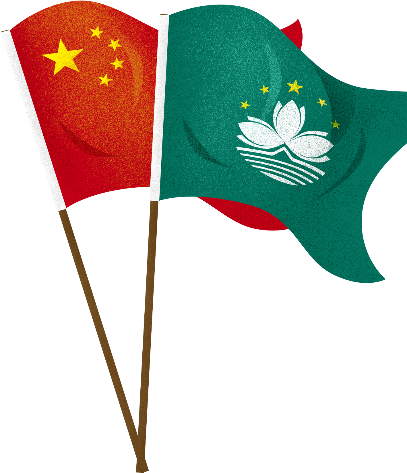 Cartoon Creative Flag Five Red Png And Psd - Macau Flag (2000x2000), Png Download