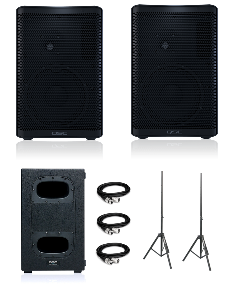 Qsc Cp8 Ks112 (single) Speaker Stands And Xlr Cables - Grille (1000x1194), Png Download