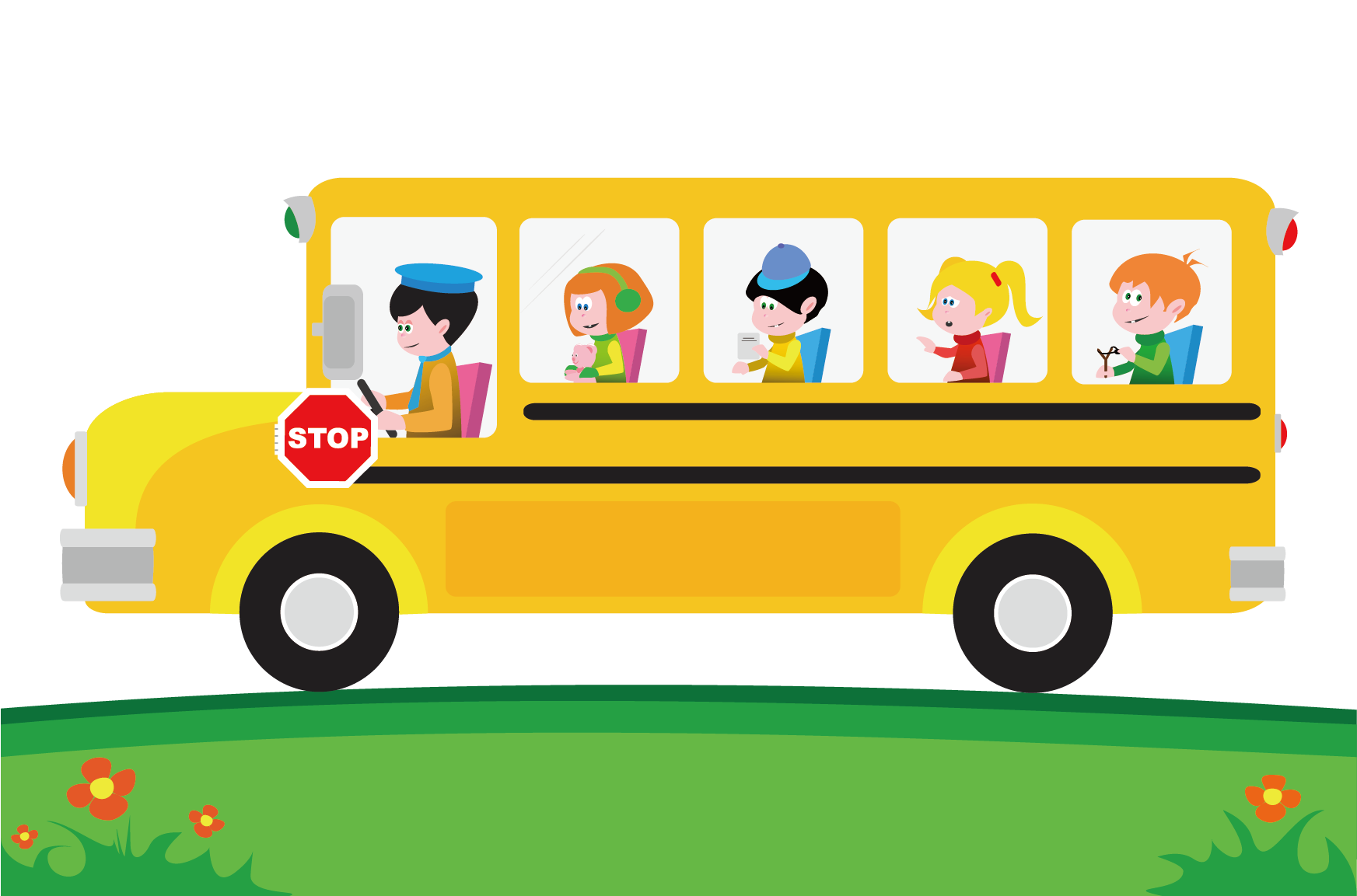 School Bus Stop Clipart - School Bus Vector (1744x1778), Png Download
