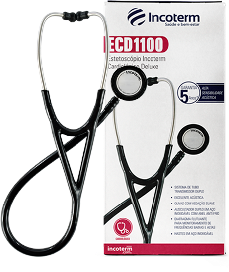 Estetoscópio Incoterm Cardiológico Deluxe Ecd1100 Incoterm - Stethoscope (800x639), Png Download