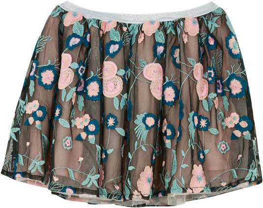 Black Floral Skirt - Miniskirt (600x800), Png Download