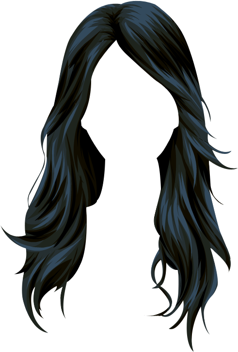Wig Stardoll Long Hair Vector Black Clipart - Long Hair Vector Png (589x812), Png Download