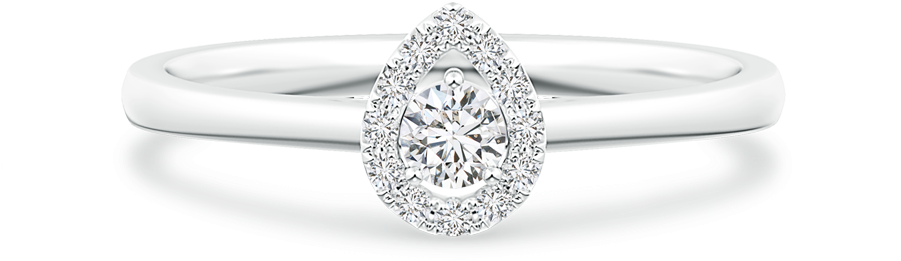 Pear-framed Floating Round Lab Grown Diamond Halo Ring - Pre-engagement Ring (900x900), Png Download